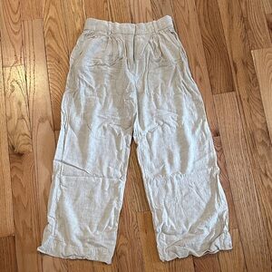 Abercrombie & Fitch Linen-Blend Wide Leg Pants in Light Beige